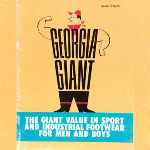 Vintage catalog cover for Georgia Giant shoes with a yellow background and black text.