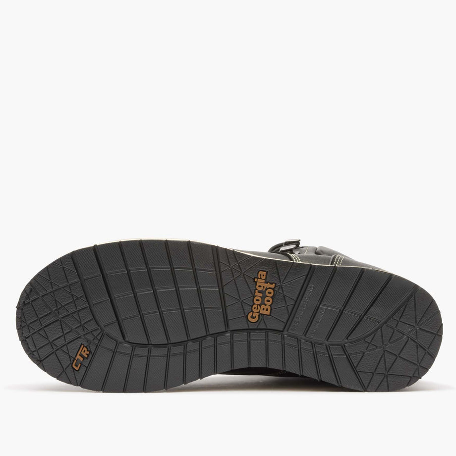 Black boot sole with 'Georgia Boot' branding on a white background