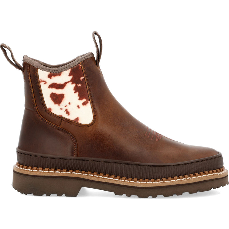 Georgia Boot Women's Cow Print Chelsea Romeo Shoe - profile