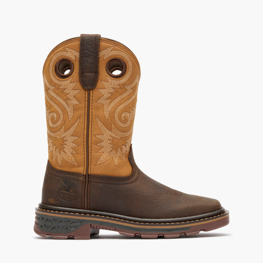 Georgia Boot Little Kid's Carbo-Tec FLX Pull-On Boot in Rust/Brown