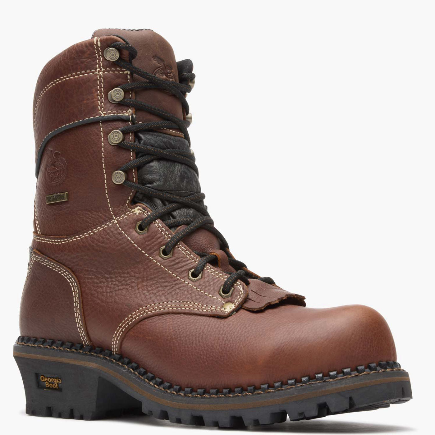 GEORGIA BOOT AMP LT Arbeitsstiefel – Wasserdicht, Mokassin-Spitze, Größe 42 | Keilabsatz, Braun, Für Hohe Leistung