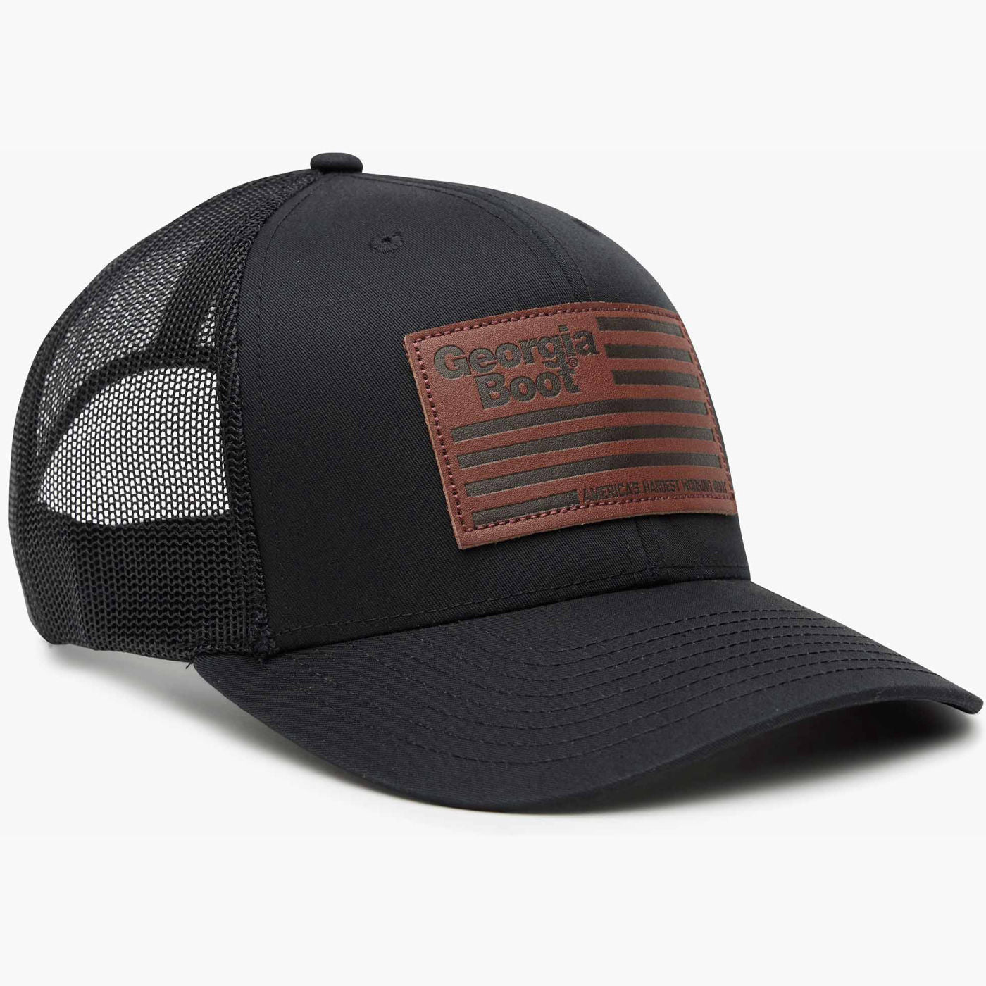 Georgia Boot Unisex Black Leather Patch Trucker Hat