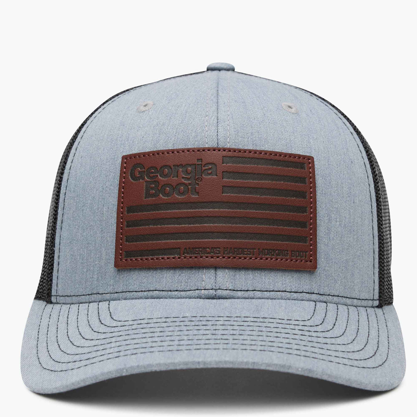 Georgia Boot Unisex Grey Leather Patch Trucker Hat