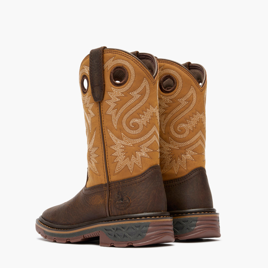 Georgia Boot Litle Kid's Carbo-Tec FLX Pull-On Boot in Rust/Brown