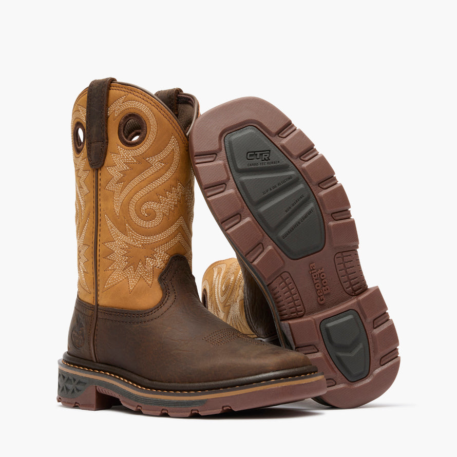 Georgia Boot Big Kid's Carbo-Tec FLX Pull-On Boot in Rust/Brown