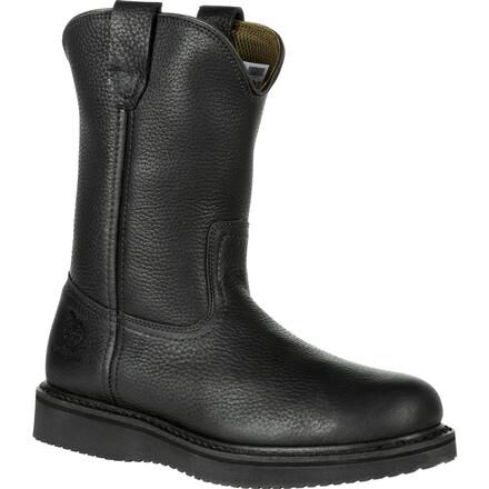 pull on work boots black
