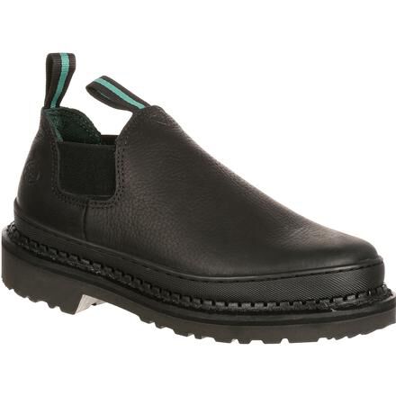 Black Leather Slip-On Romeo Work Shoes 