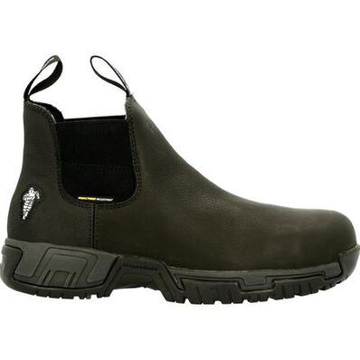 Chelsea Work Boots for Men, HANDMEN Steel Toe Waterproof Slip Resistant  Anti-Puncture Anti-Static Safety Men's Slip on Working Shoes, Black,  LV822-9.5 