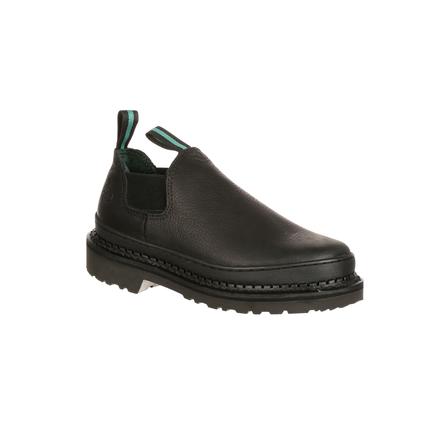 Georgia Giant: Men's Black Leather Slip-On Romeo Work Shoes